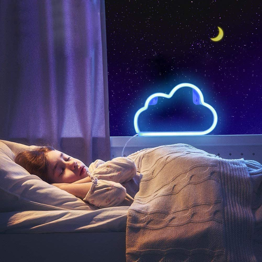 Cloud Neon Signs, LED Neon Light for Wall Decor - Battery or USB Powered Night Light Decoration for Bedroom Aesthetic - Ideal for Teen Girls’ Room, Christmas, Birthdays, and Wedding Parties