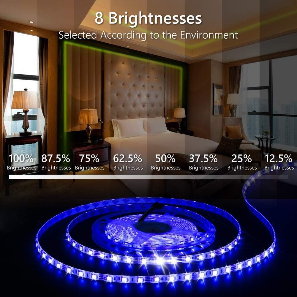 Bluetooth LED Strip Lights RGB Light Strips Music Sync Color Changing Led Light Kit 5050 Led Rope Light with 24 Key IR Remote Power Supply